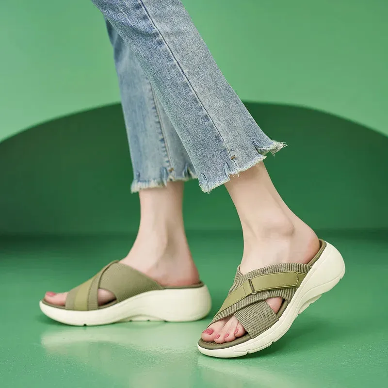 Sandales orthopédiques femme légères à lanières croisées à la mode