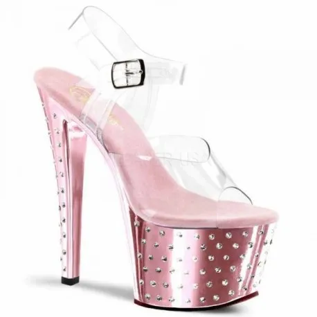 Sandales Plateformes Hautes Pleaser STARDUST-708C Rose