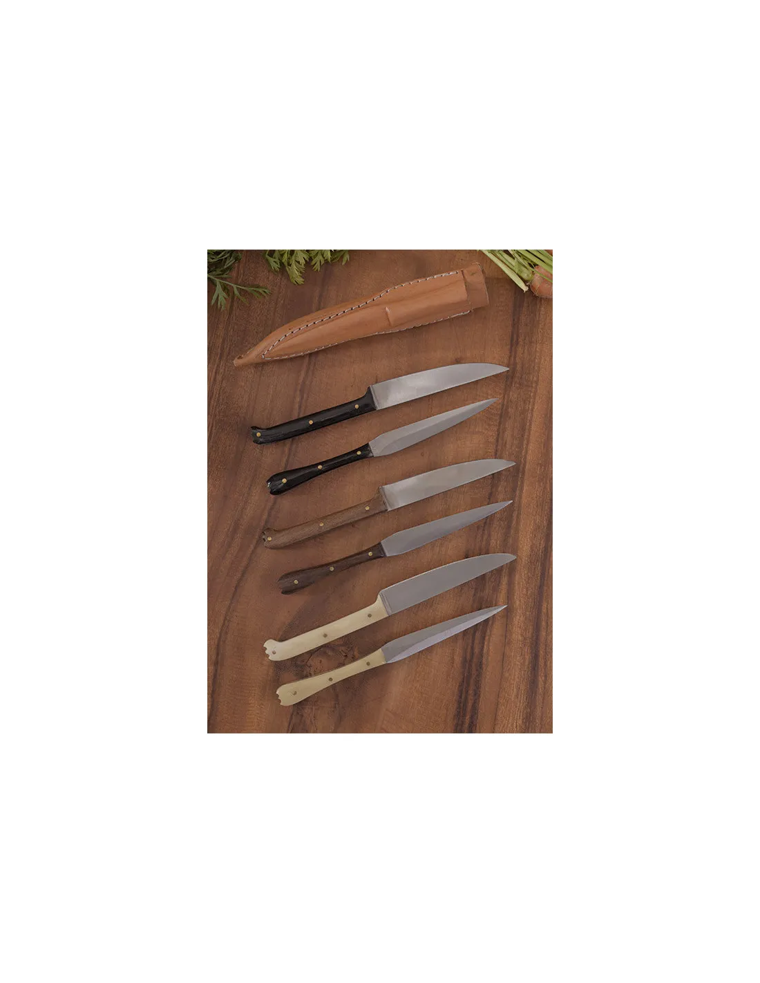 Set 2 couverts médiévaux avec housse en cuir - manche en os ⚔️ Boutique Épées