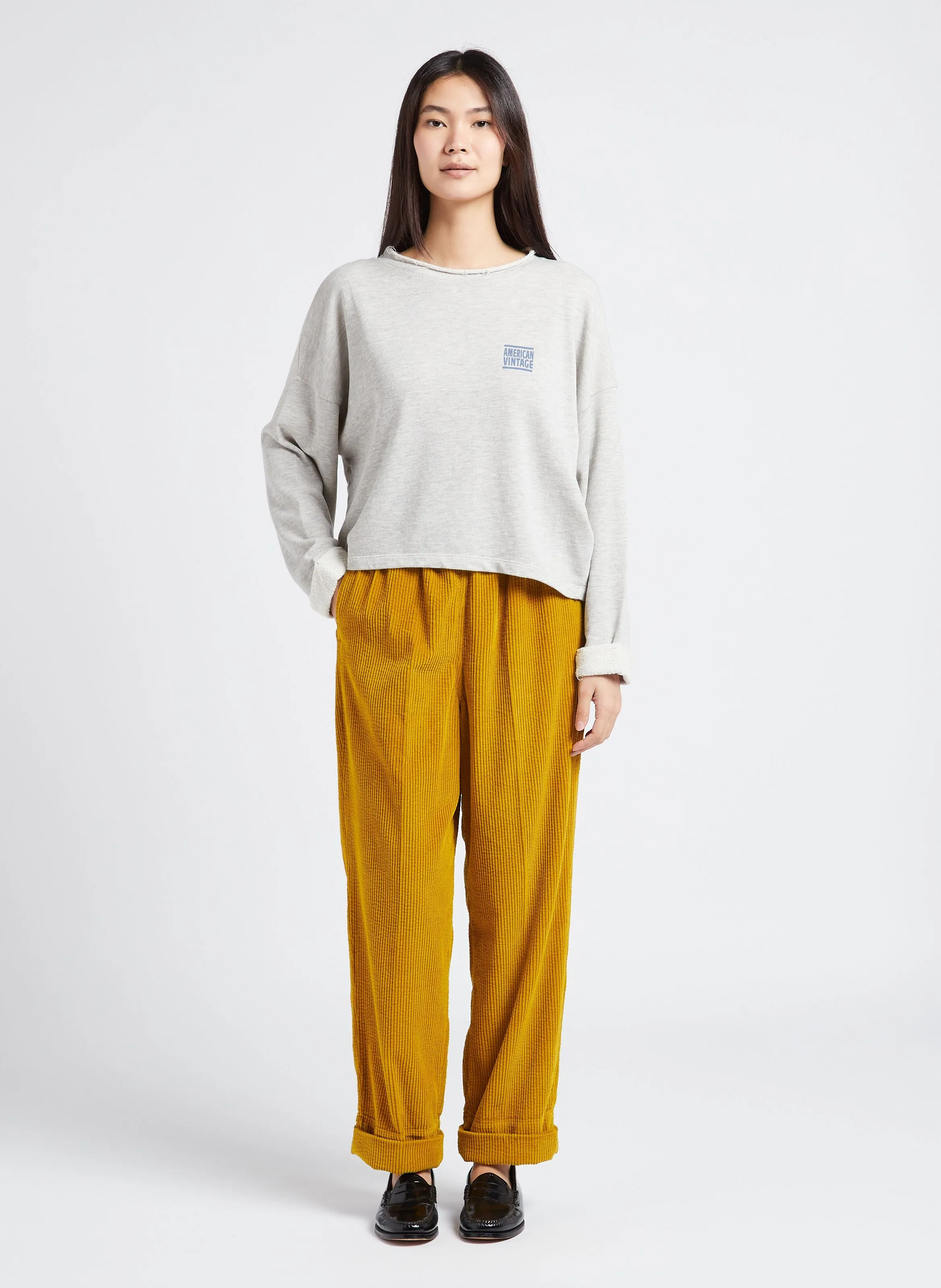 SWEAT COL ROND EN COTON MéLANGé ZOFBAY - AMERICAN VINTAGE pour FEMME | Printemps