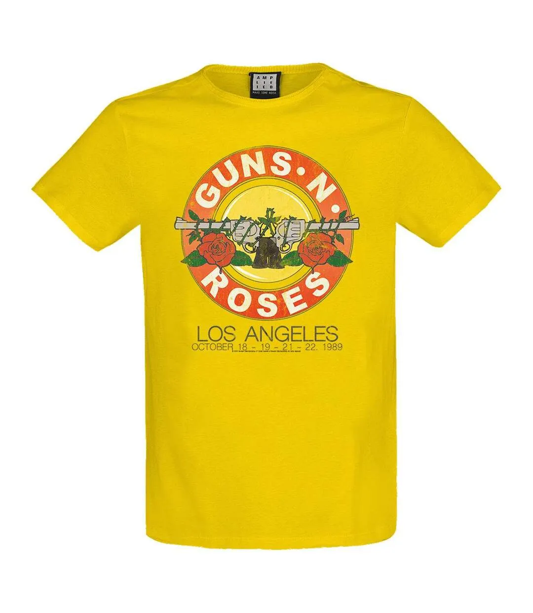 T-shirt vintage bullet adulte jaune vif Amplified
