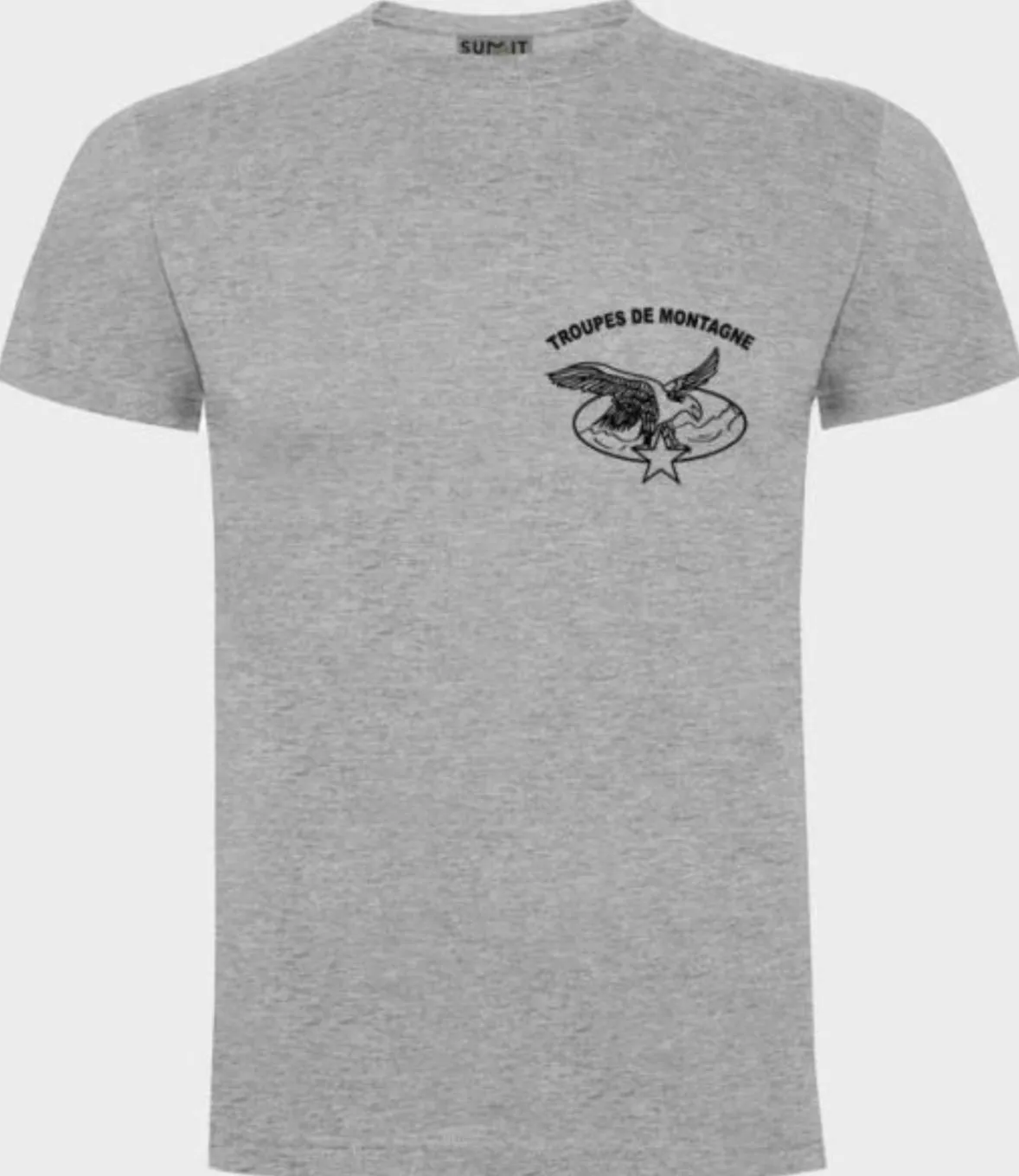 Tee-shirt gris chiné avec logo Troupes de Montagne côté coeur - Army Design