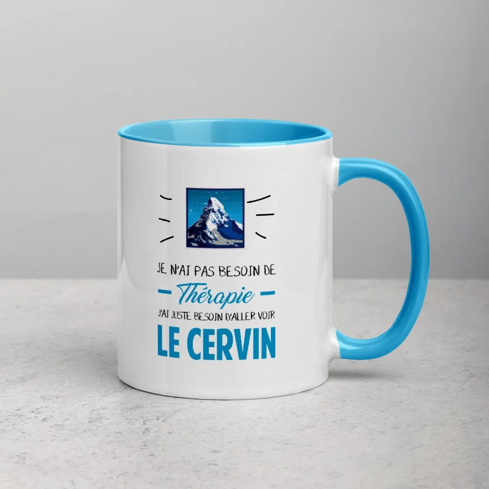 Thérapie Cervin - Matterhorn - Valais - Mug Couleur intérieure bleu