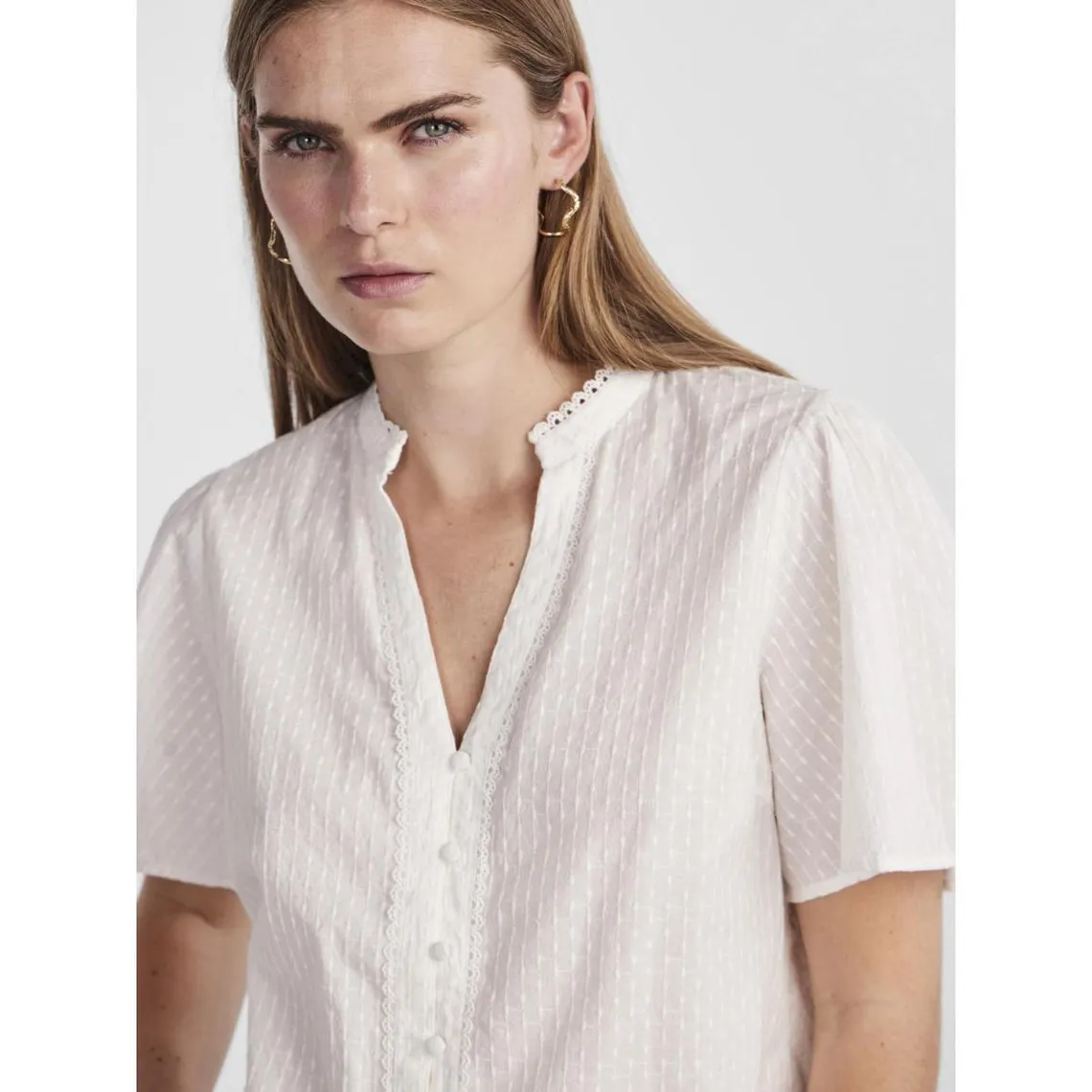 Top manches courtes blanc en coton June | 3 Suisses