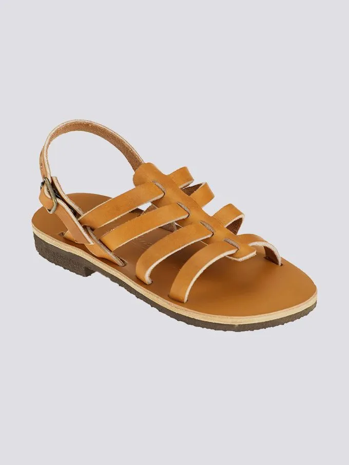 Tropezienne pampelone cuir tannage vegetal naturel enfant - Max Vincent - Marques de France