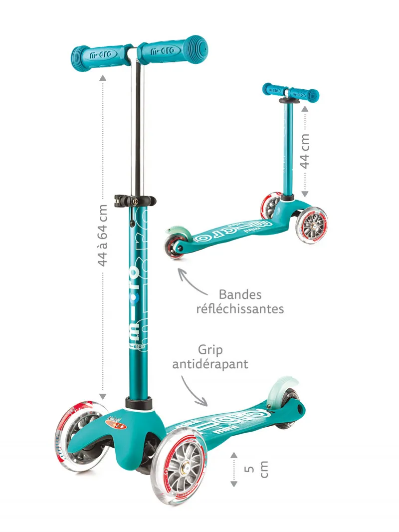 Trottinette 3 roues Mini Micro Deluxe Rouge LED