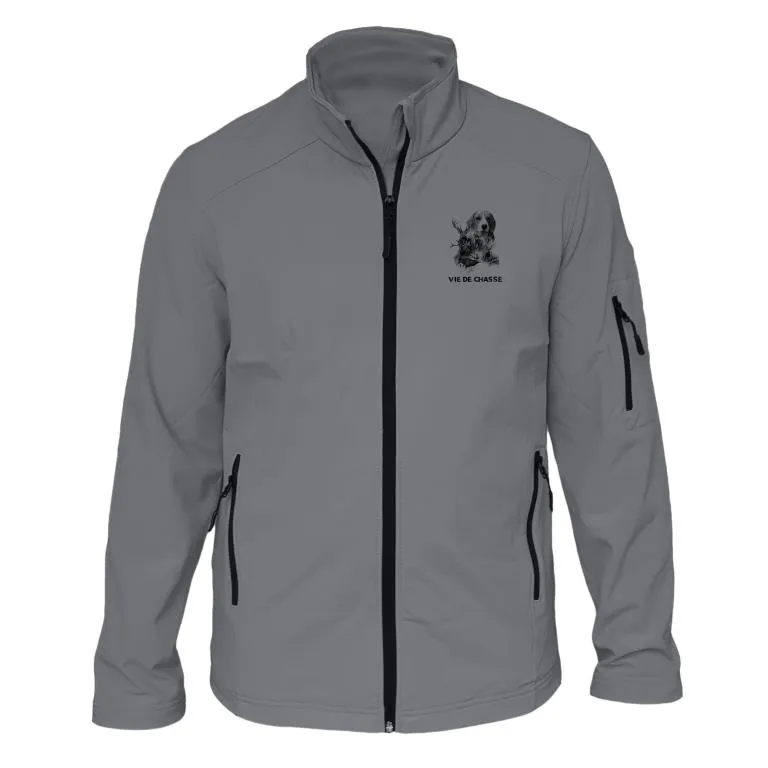 Veste softshell Homme ou Femme avec/sans capuche – Vie de chasse Cerf / beagle