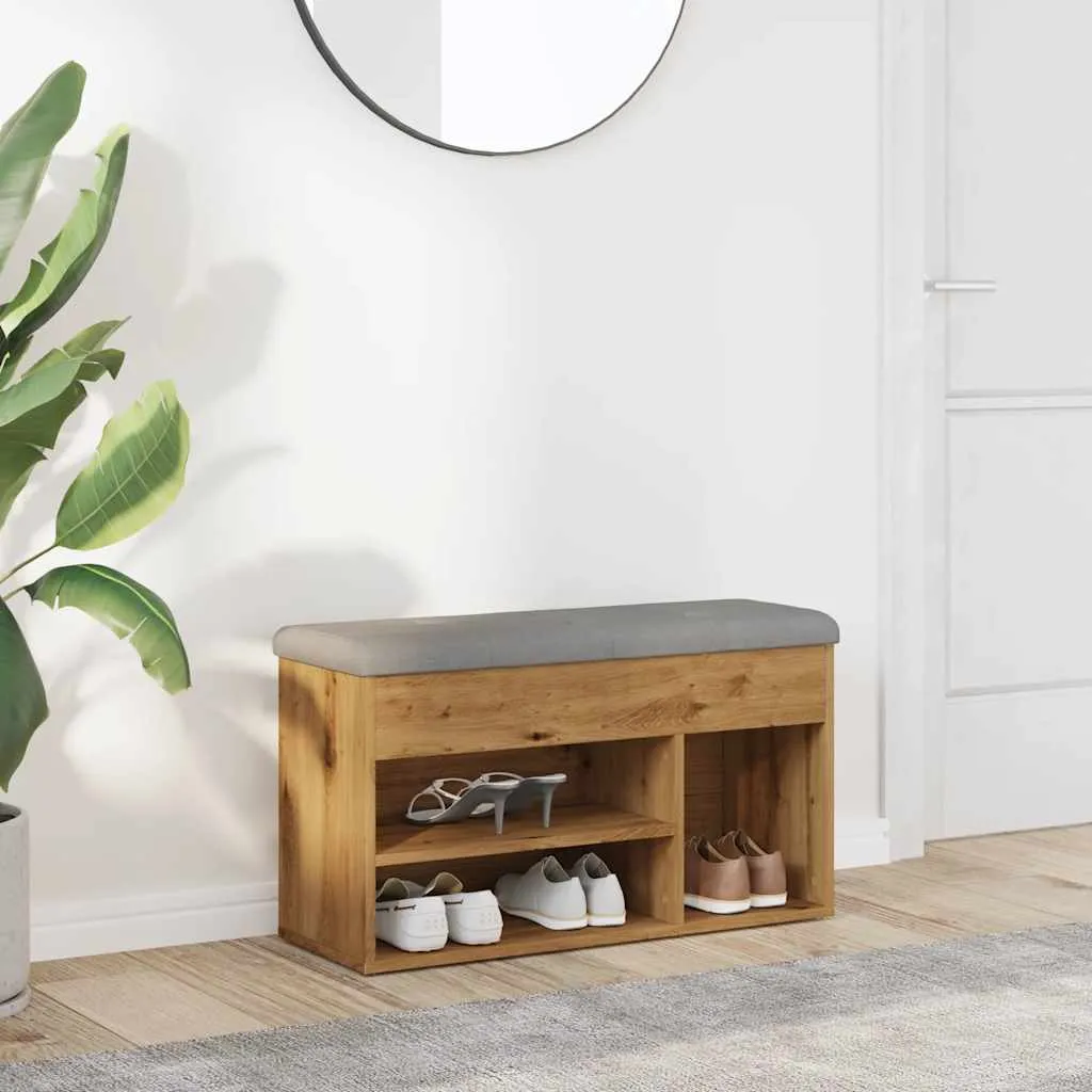 vidaXL Banc à chaussures chêne artisanal 82x32x45,5 cm bois ingénierie 