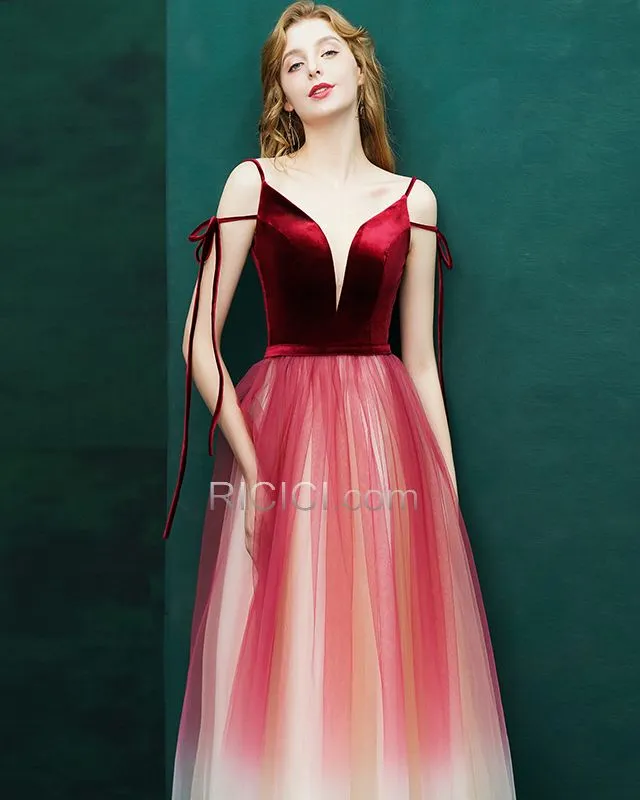 Élégant Robe De Soirée Empire Robe Habillée Longue Dos Nu Velours Robe De Bal Décolleté